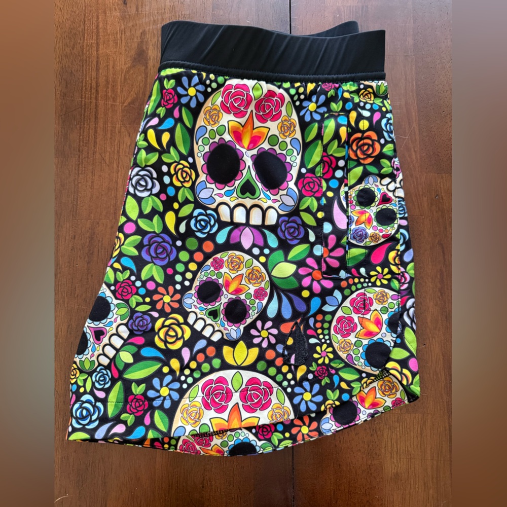Floral Skull Print Women's Athletic Shorts